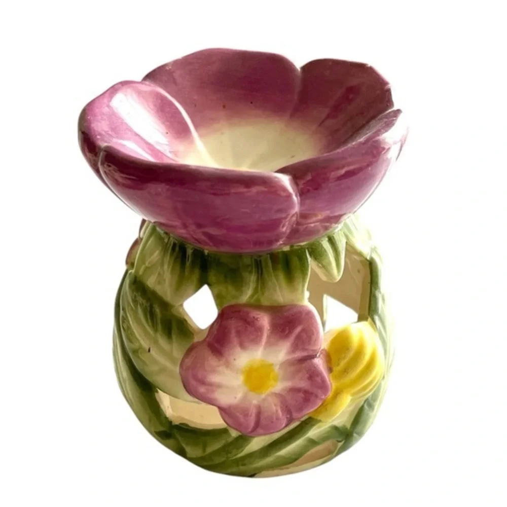 Pretty Floral Vase Candle Tea Light Holder 5”